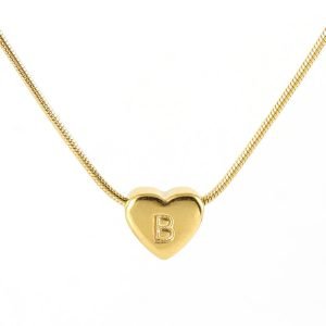 Stainless Steel Heart-Shaped Initial Necklaces