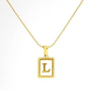 Square White Base Initial Necklaces