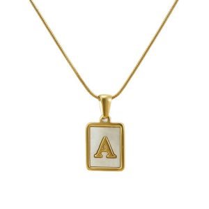 Snake Chain Stainless Steel Initials Necklace