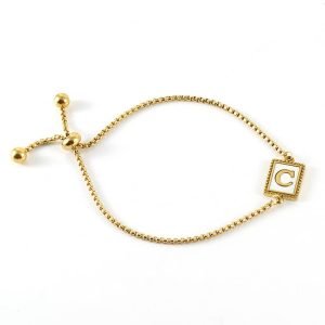 Stainless Steel White Base Initial Bracelet