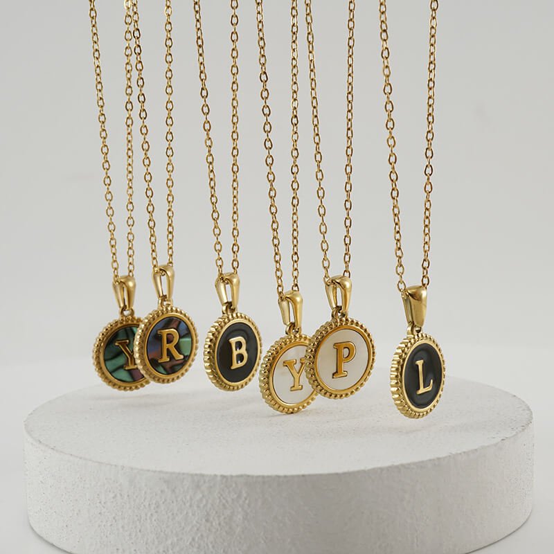 Stainless Steel Round Initial Letter Pendant - Image 2