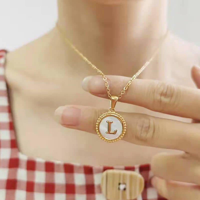 Stainless Steel Round Initial Letter Pendant - Image 3
