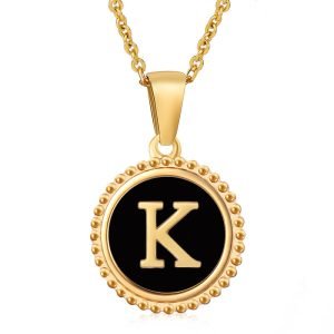 Stainless Steel Round Initial Letter Pendant