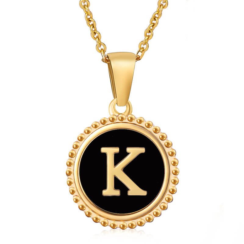 Stainless Steel Round Initial Letter Pendant