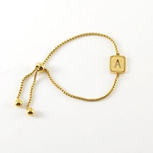 Stainless Steel Cut-out Initial Bracelet