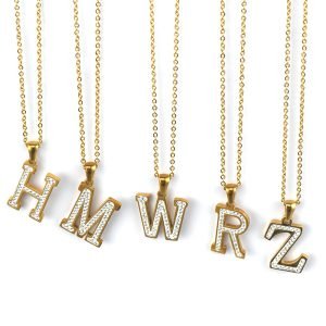 Stainless Steel Zircon Initial Necklace