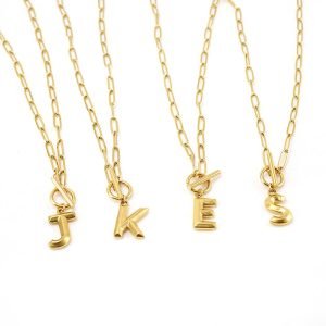 Stainless Steel Paperchip Chain Initial Necklace