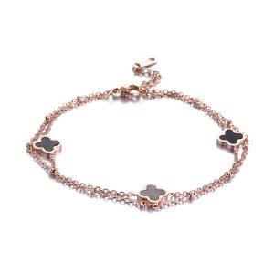 Double Chain Stainless Steel Clover Bracelet