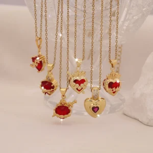 Red heart pendant necklace collection with six designs